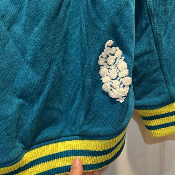 Free People FP Movement Post Up Teal Varsity Sweatshirt Jacket S Hoodie - Picture 12 of 12